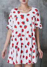 Load image into Gallery viewer, Red Strawberry Print Cotton Tea Dress Oversized Summer