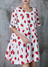 Load image into Gallery viewer, Red Strawberry Print Cotton Tea Dress Oversized Summer