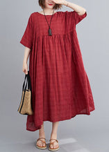 Load image into Gallery viewer, Red Wrinkled Cozy Long Dress Short Sleeve