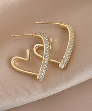 Load image into Gallery viewer, Regular Gold Alloy Zircon Love Hoop Earrings