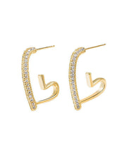 Load image into Gallery viewer, Regular Gold Alloy Zircon Love Hoop Earrings