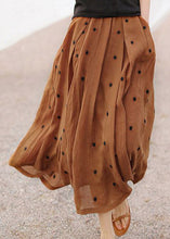 Load image into Gallery viewer, Retro Coffee Dot Print Pockets Linen Skirt Summer