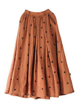 Load image into Gallery viewer, Retro Coffee Dot Print Pockets Linen Skirt Summer