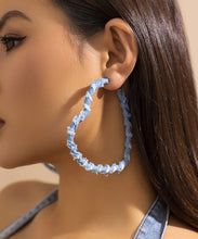 Load image into Gallery viewer, Retro Five Pointed Star Sterling Silver Overgild Denim Print Hoop Earrings