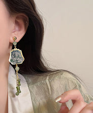 Load image into Gallery viewer, Retro Gold Sterling Silver Overgild Gem Stone Tassel Drop Earrings