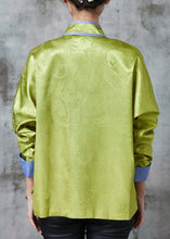 Load image into Gallery viewer, Retro Grass Green Embroidered Patchwork Silk Coat Outwear Spring