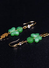 Load image into Gallery viewer, Retro Green Butterfly Jade Zircon Drop Earrings