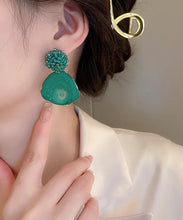 Load image into Gallery viewer, Retro Green Copper Acrylic Rice Beads Drop Earrings