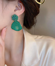 Load image into Gallery viewer, Retro Green Copper Acrylic Rice Beads Drop Earrings