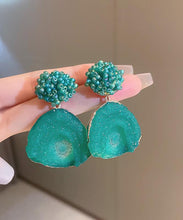 Load image into Gallery viewer, Retro Green Copper Acrylic Rice Beads Drop Earrings