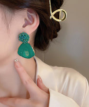 Load image into Gallery viewer, Retro Green Copper Acrylic Rice Beads Drop Earrings