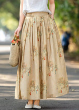 Load image into Gallery viewer, Retro Khaki Pockets Print Wrinkled High Waist Cotton Skirts Summer