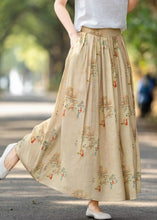 Load image into Gallery viewer, Retro Khaki Pockets Print Wrinkled High Waist Cotton Skirts Summer