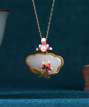 Load image into Gallery viewer, Retro Red Ancient Gold Jade Pearl Pendant Necklace