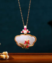 Load image into Gallery viewer, Retro Red Ancient Gold Jade Pearl Pendant Necklace