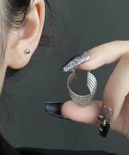 Load image into Gallery viewer, Retro Silk Metal Overgild Geometry Circle Hoop Earrings