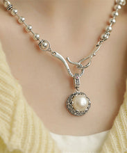 Load image into Gallery viewer, Retro Silk Sterling Silver Pearl Pendant Necklace