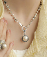 Load image into Gallery viewer, Retro Silk Sterling Silver Pearl Pendant Necklace