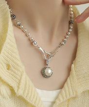 Load image into Gallery viewer, Retro Silk Sterling Silver Pearl Pendant Necklace