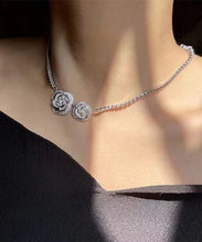 Load image into Gallery viewer, Retro Silk Sterling Silver Zircon Floral Princess Necklace