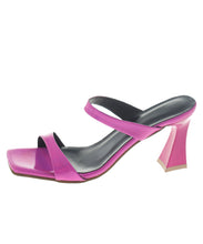 Load image into Gallery viewer, Rose Chunky Heel Faux Leather Fine Splicing Slide Sandals