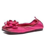 Load image into Gallery viewer, Rose Handmade Cowhide Leather Floral 2024  Flat Shoes For Women