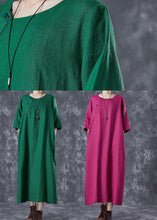 Load image into Gallery viewer, Rose Oversized Linen Holiday Dress Chinese Button Side Open Half Sleeve