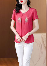 Load image into Gallery viewer, Rose Patchwork Chiffon Shirts Embroidered False Two Pieces Summer