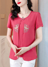 Load image into Gallery viewer, Rose Patchwork Chiffon Shirts Embroidered False Two Pieces Summer