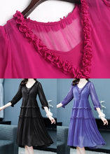 Load image into Gallery viewer, Rose Patchwork Silk Two Piece Set Dresses Ruffled Bracelet Sleeve