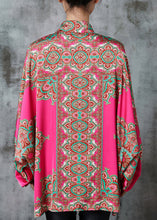 Load image into Gallery viewer, Rose Print Chiffon Tops Oversized Batwing Sleeve