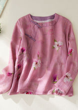 Load image into Gallery viewer, Rose Print Patchwork Cotton Top O Neck Chinese Button Long Sleeve