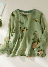 Load image into Gallery viewer, Rose Print Patchwork Cotton Top O Neck Chinese Button Long Sleeve