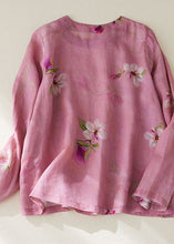 Load image into Gallery viewer, Rose Print Patchwork Cotton Top O Neck Chinese Button Long Sleeve