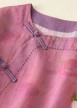 Load image into Gallery viewer, Rose Print Patchwork Cotton Top O Neck Chinese Button Long Sleeve