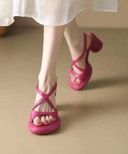 Load image into Gallery viewer, Rose Sandals Chunky Faux Leather Comfy Splicing Cross Strap