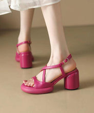 Load image into Gallery viewer, Rose Sandals Chunky Faux Leather Comfy Splicing Cross Strap