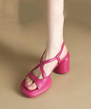 Load image into Gallery viewer, Rose Sandals Chunky Faux Leather Comfy Splicing Cross Strap