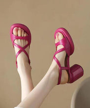 Load image into Gallery viewer, Rose Sandals Chunky Faux Leather Comfy Splicing Cross Strap