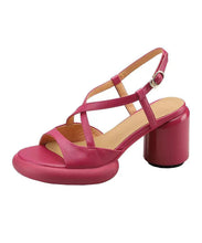 Load image into Gallery viewer, Rose Sandals Chunky Faux Leather Comfy Splicing Cross Strap