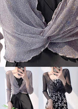 Load image into Gallery viewer, Sexy Grey V Neck Wrinkled Tulle Top Long Sleeve