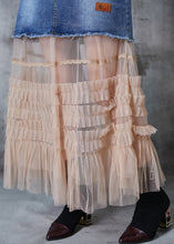 Load image into Gallery viewer, Silm Fit Blue Patchwork Tulle Denim Holiday Skirt Summer