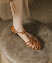 Load image into Gallery viewer, Silver Flat Sandals Cowhide Leather Fine Splicing Hollow Out