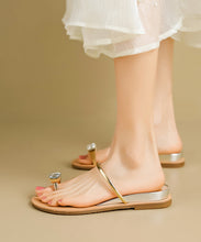 Load image into Gallery viewer, Silver Water Diamond Versatile Flat Bottomed Clip Toe Slide Sandals