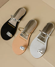 Load image into Gallery viewer, Silver Water Diamond Versatile Flat Bottomed Clip Toe Slide Sandals