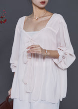 Load image into Gallery viewer, Simple Apricot Square Collar Chiffon Blouses Spring