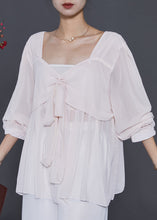 Load image into Gallery viewer, Simple Apricot Square Collar Chiffon Blouses Spring