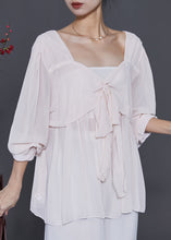 Load image into Gallery viewer, Simple Apricot Square Collar Chiffon Blouses Spring