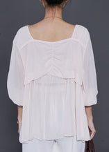 Load image into Gallery viewer, Simple Apricot Square Collar Chiffon Blouses Spring