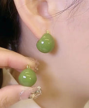 Load image into Gallery viewer, Simple Avocado Green Overgild Hoop Earrings